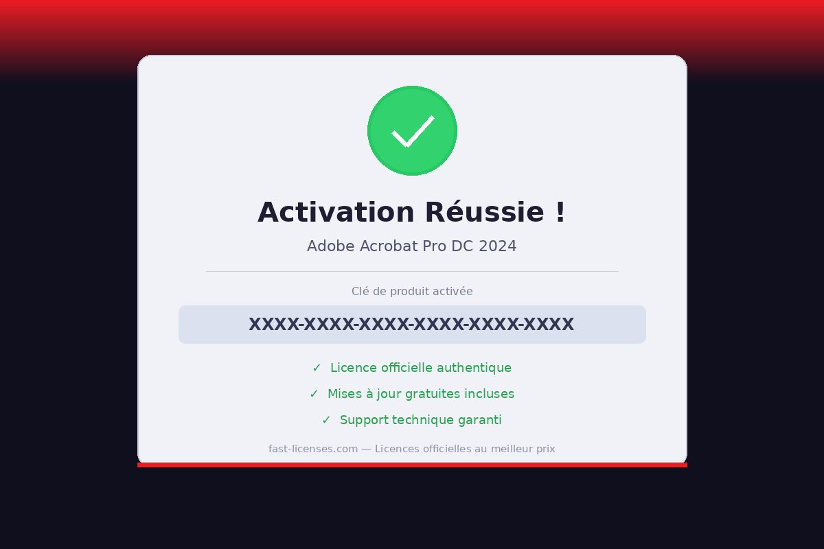 Activation réussie Adobe Acrobat Pro DC 2024 — Licence officielle fast-licenses.com