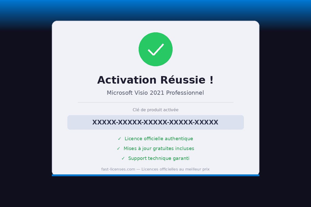 Activation réussie Microsoft Visio 2021 Professionnel — Licence officielle fast-licenses.com